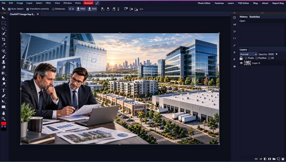 Photoemu online photo editor — layers, tools, and canvas in the browser